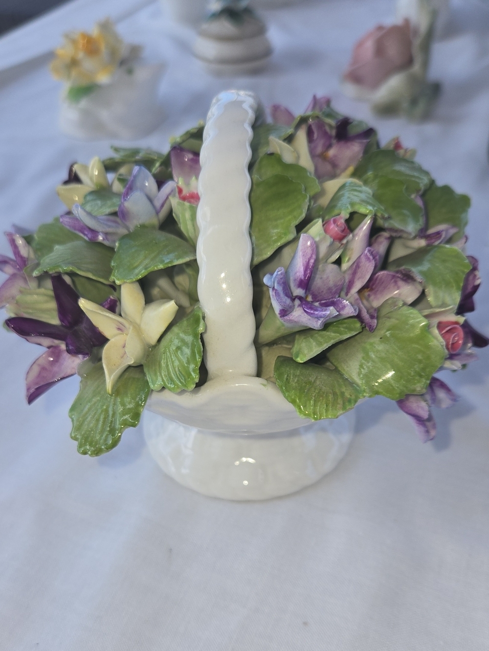 Royal Adderley BONE CHINA White Baskets with Floral Accents